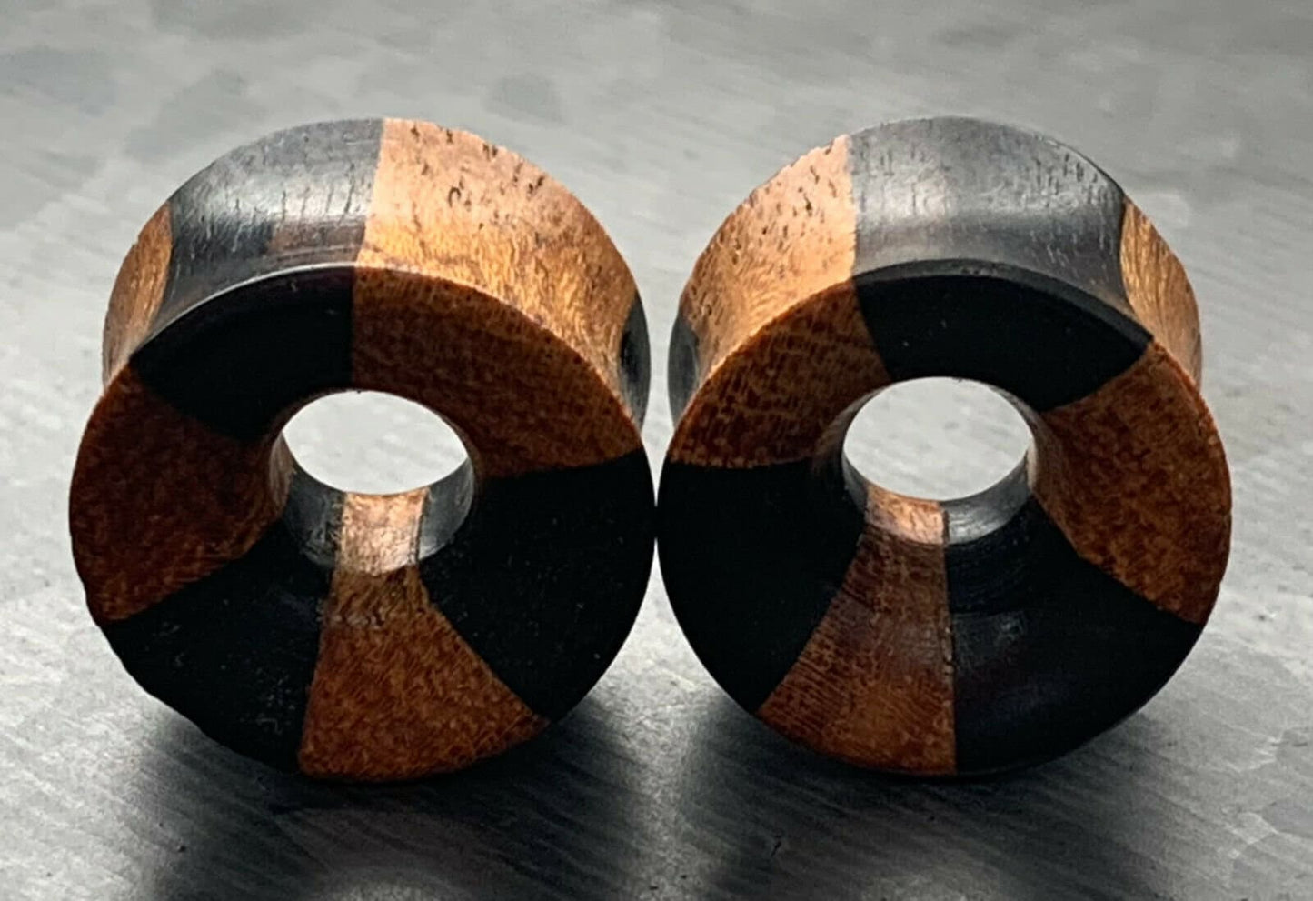 PAIR of Stunning Organic Jackfruit & Areng Wood Concave Tunnels - Gauges 2g (6mm) thru 5/8" (16mm) available!