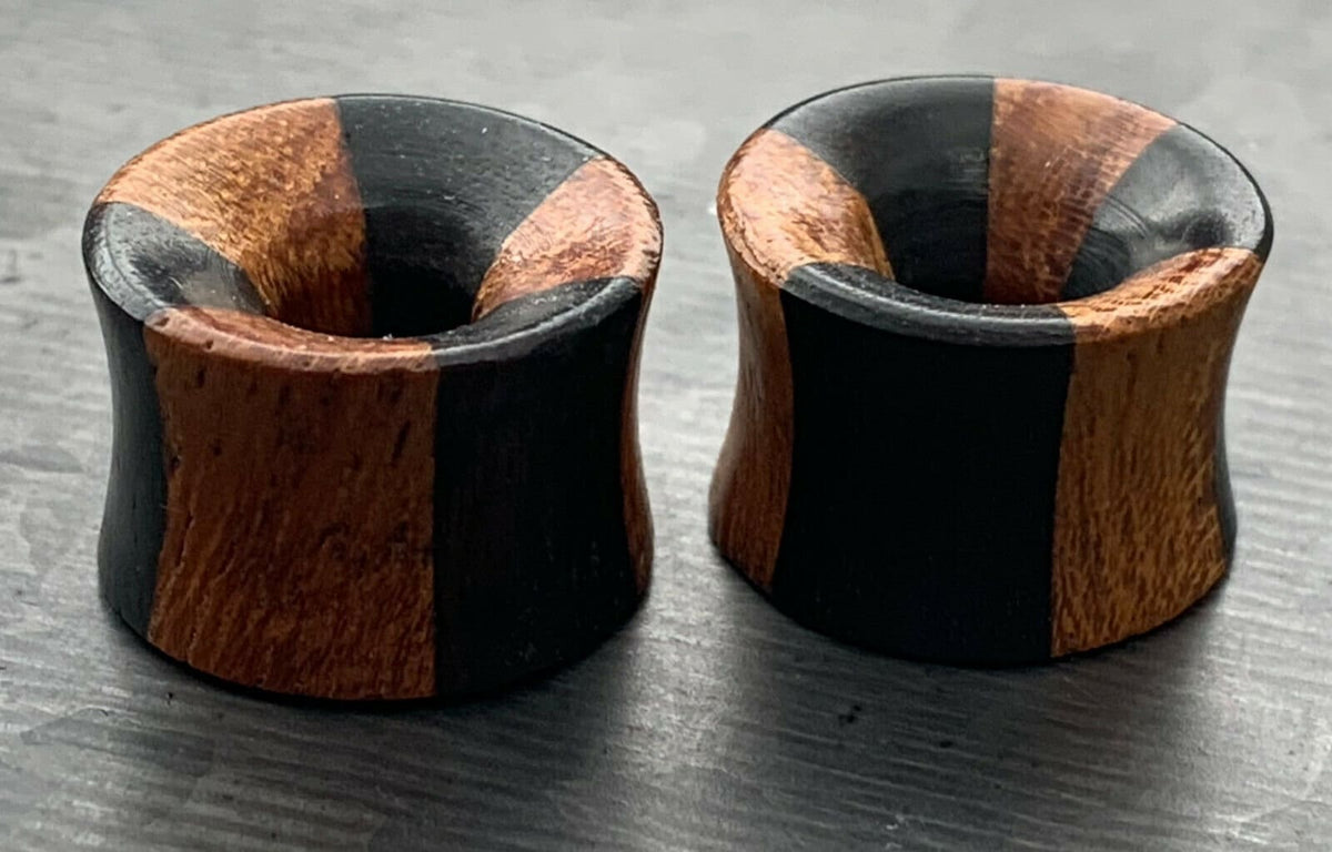 PAIR of Stunning Organic Jackfruit & Areng Wood Concave Tunnels - Gauges 2g (6mm) thru 5/8" (16mm) available!