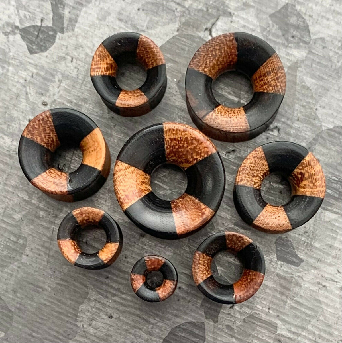 PAIR of Stunning Organic Jackfruit & Areng Wood Concave Tunnels - Gauges 2g (6mm) thru 5/8" (16mm) available!