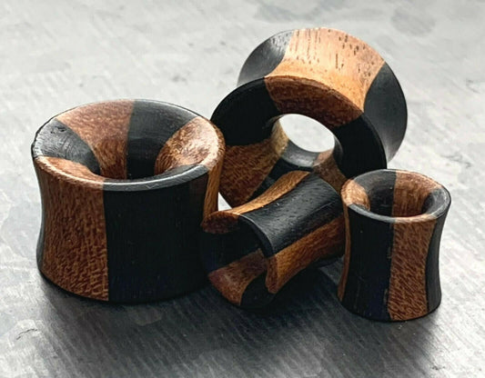 PAIR of Stunning Organic Jackfruit & Areng Wood Concave Tunnels - Gauges 2g (6mm) thru 5/8" (16mm) available!