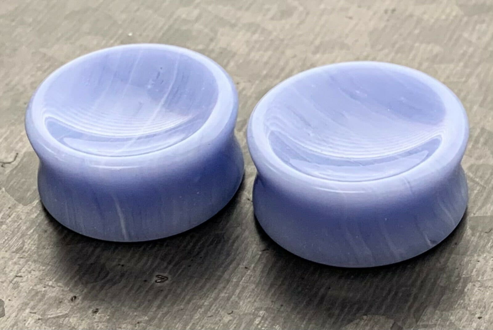 PAIR of Brilliant Concave Blue Lace Agate Double Flare Organic Stone Plugs - Gauges 2g (6mm) thru 1" (25mm) available!