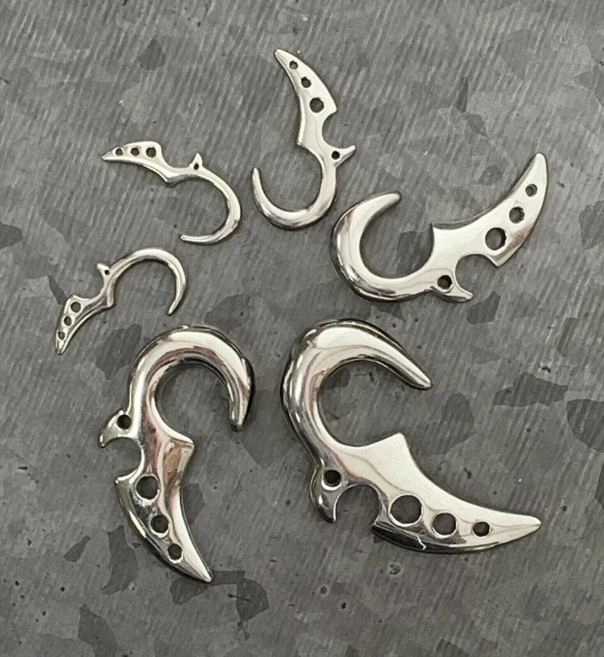 PAIR of Unique Claw / Fang Style Steel Tapers