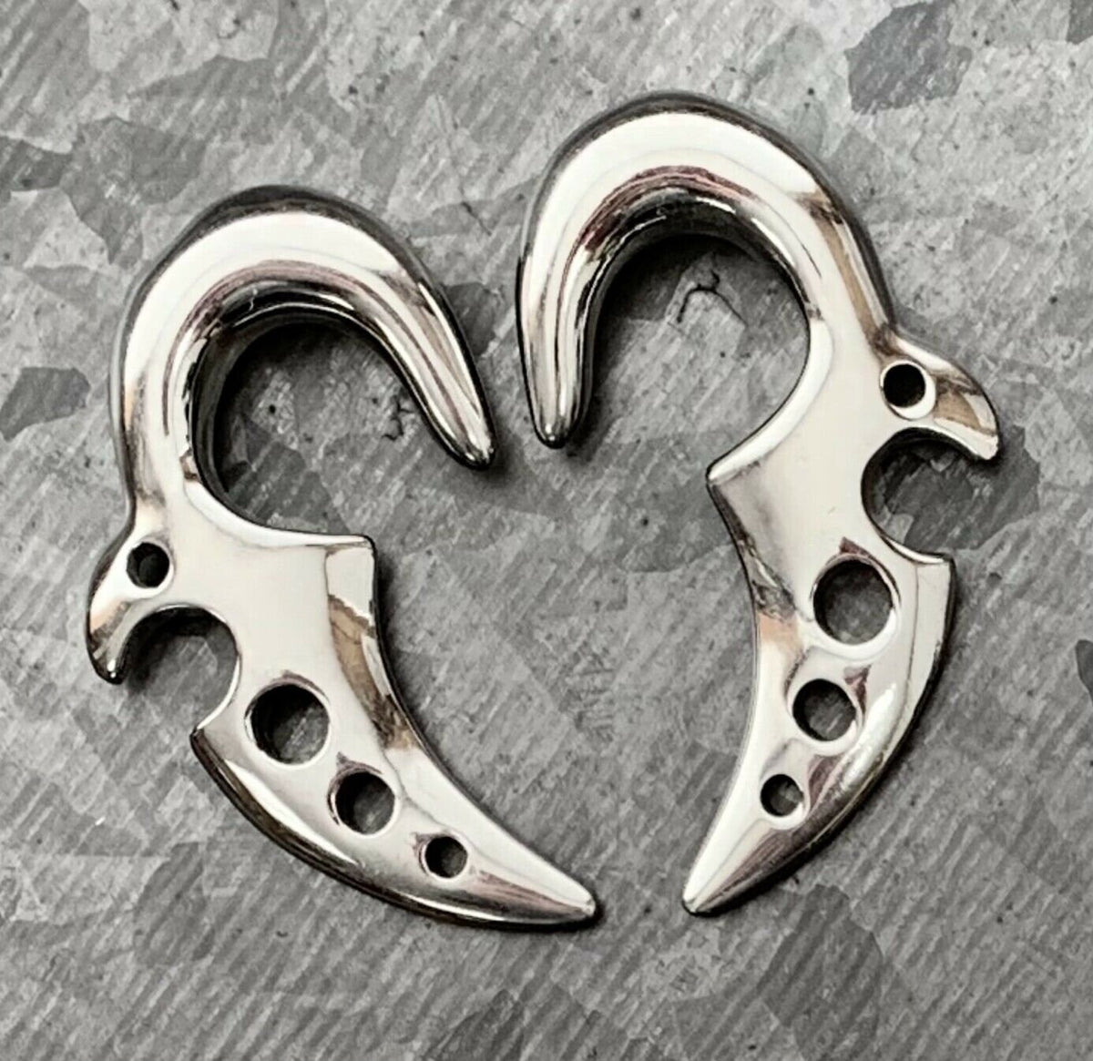 PAIR of Unique Claw / Fang Style Steel Tapers