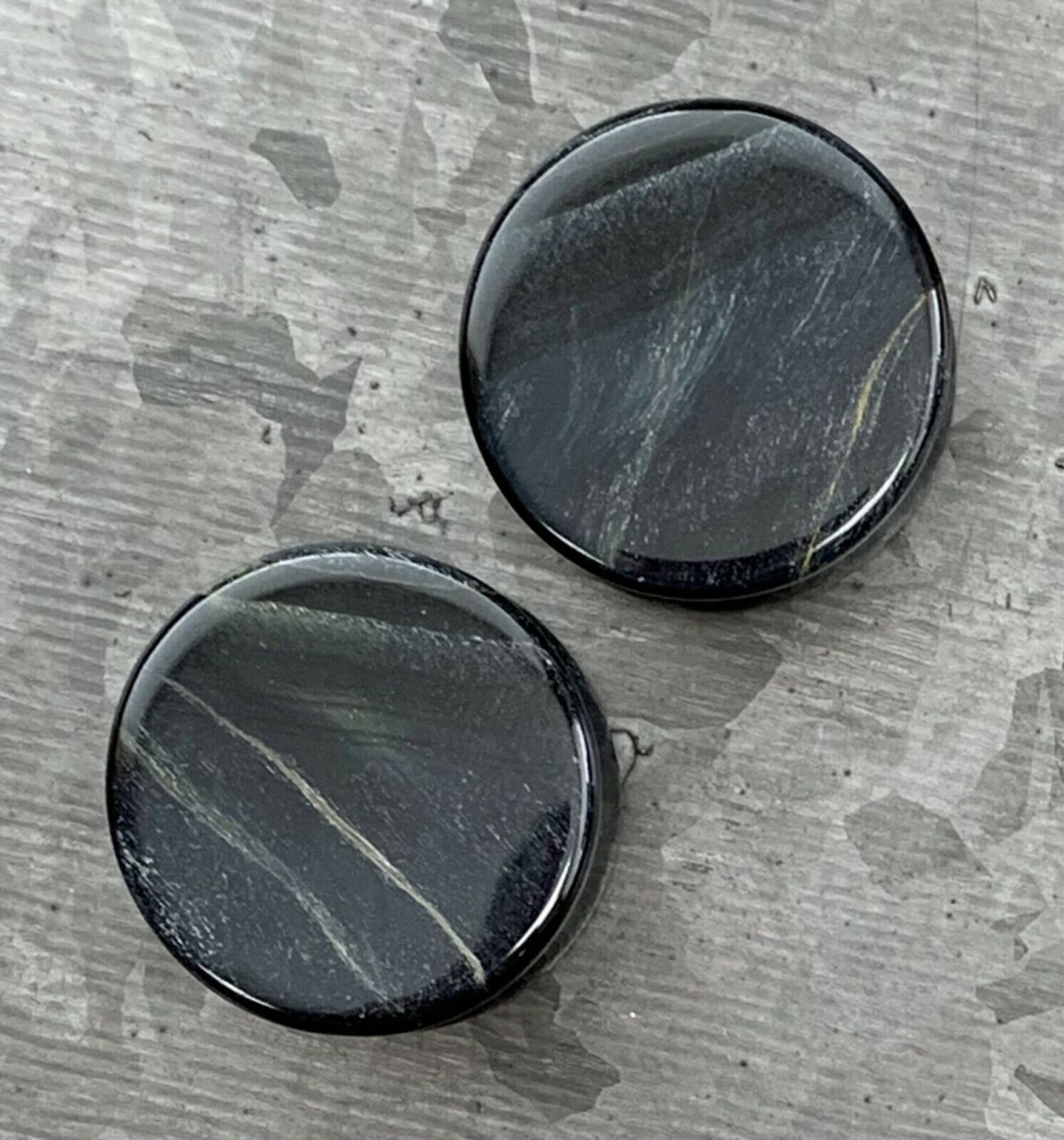 PAIR of Beautiful Blue Tiger Eye Organic Stone Plugs - Gauges 6g (4mm) up to 1" (25mm) available!