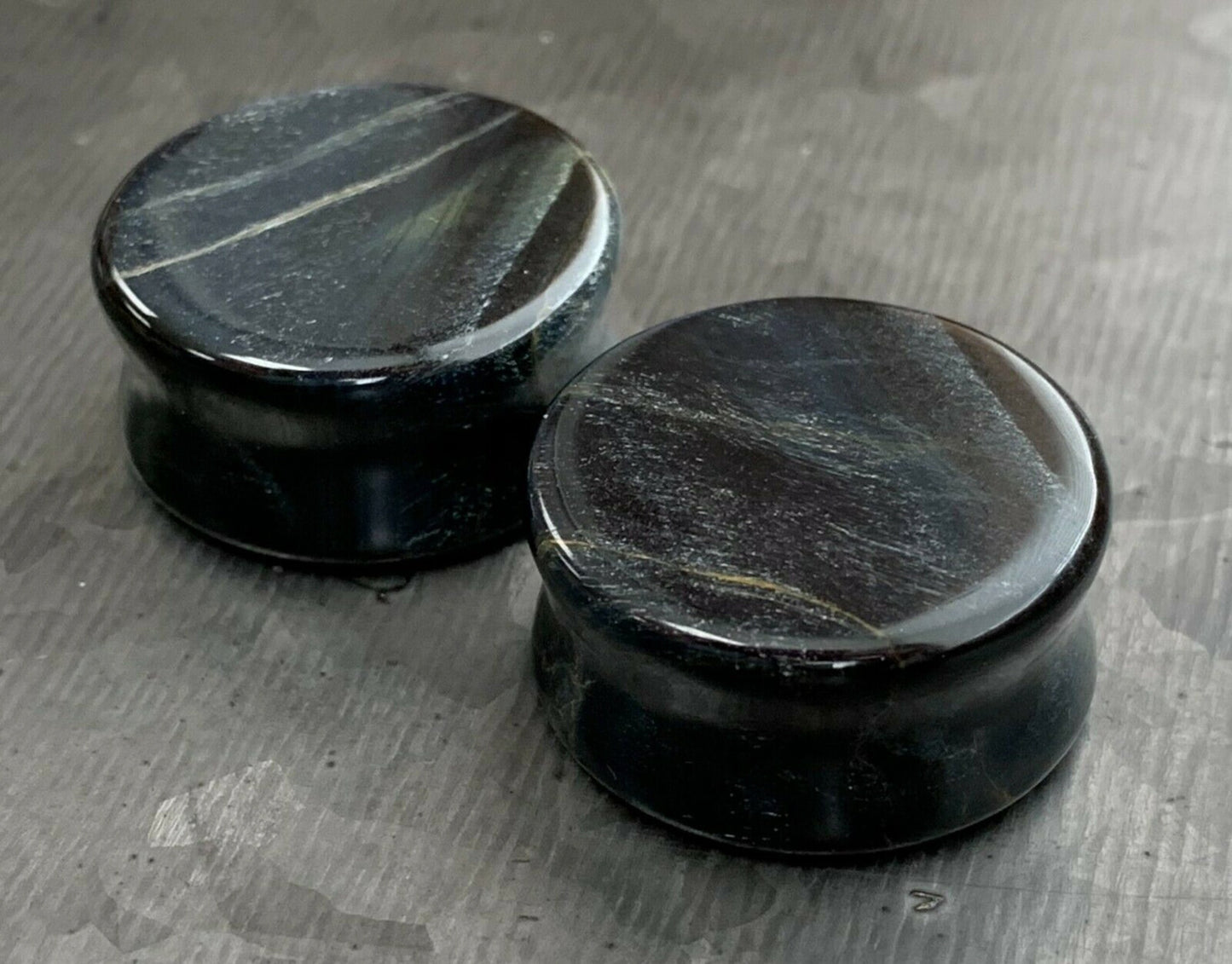 PAIR of Beautiful Blue Tiger Eye Organic Stone Plugs - Gauges 6g (4mm) up to 1" (25mm) available!