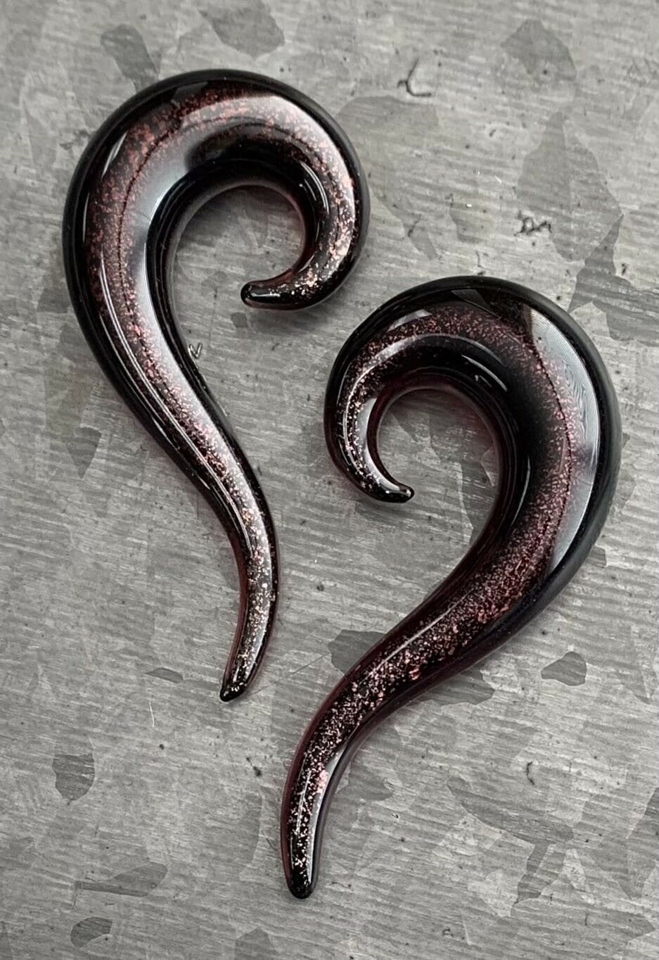 PAIR of Beautiful Purple Glass Spiral Taper Plugs - Expanders Gauges - 2g (6mm) thru 1/2" (12mm) available!