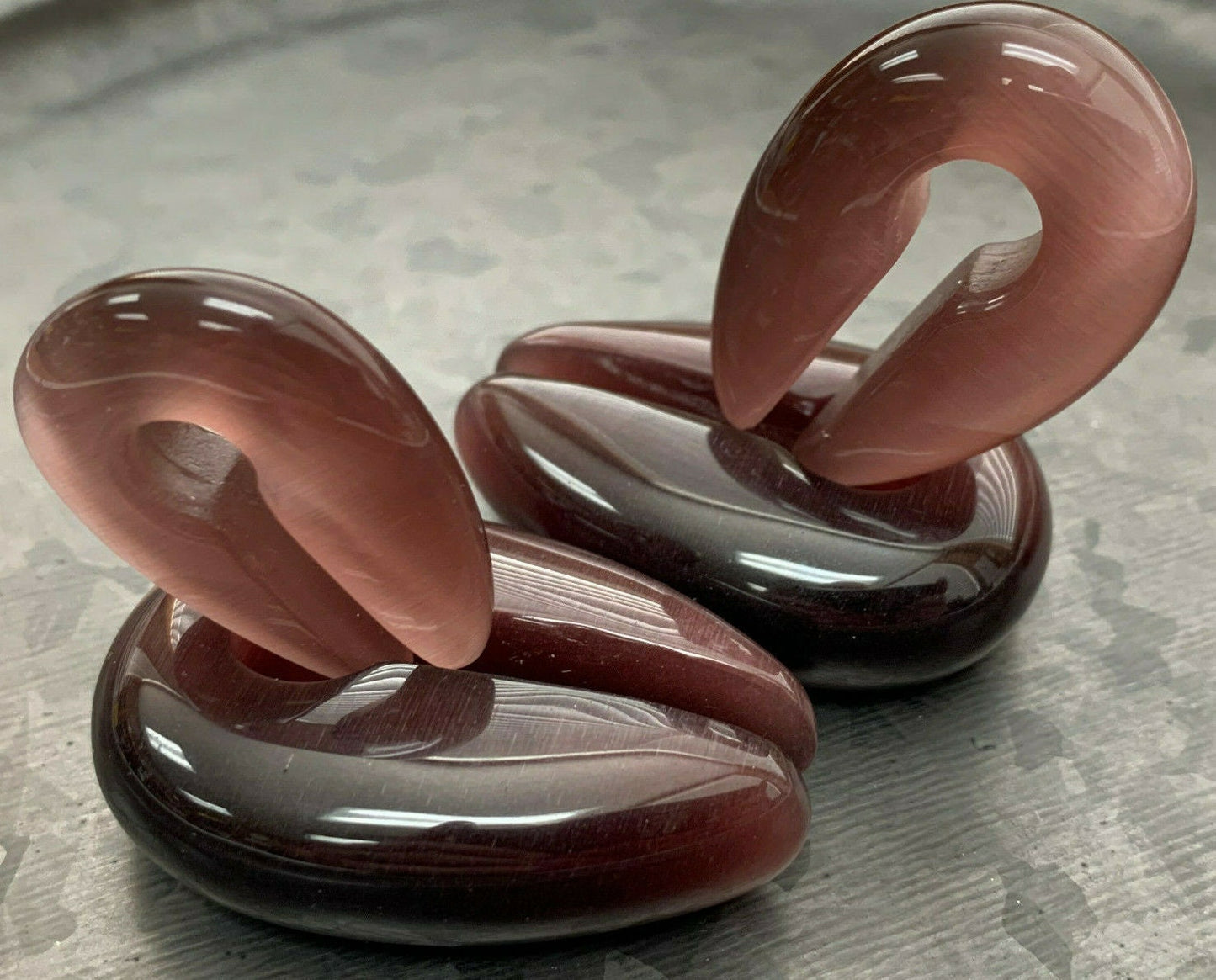 PAIR of Stunning Purple Cat Eye Keyhole Hanger Ear Weight Tunnels/Plugs - Gauge 0g (8mm) thru 5/8 (16mm) available!