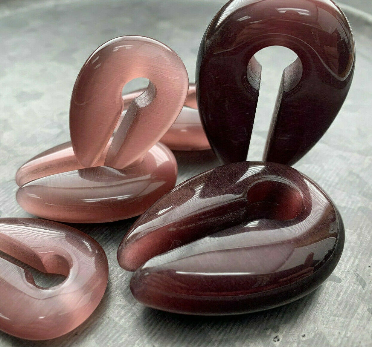 PAIR of Stunning Purple Cat Eye Keyhole Hanger Ear Weight Tunnels/Plugs - Gauge 0g (8mm) thru 5/8 (16mm) available!