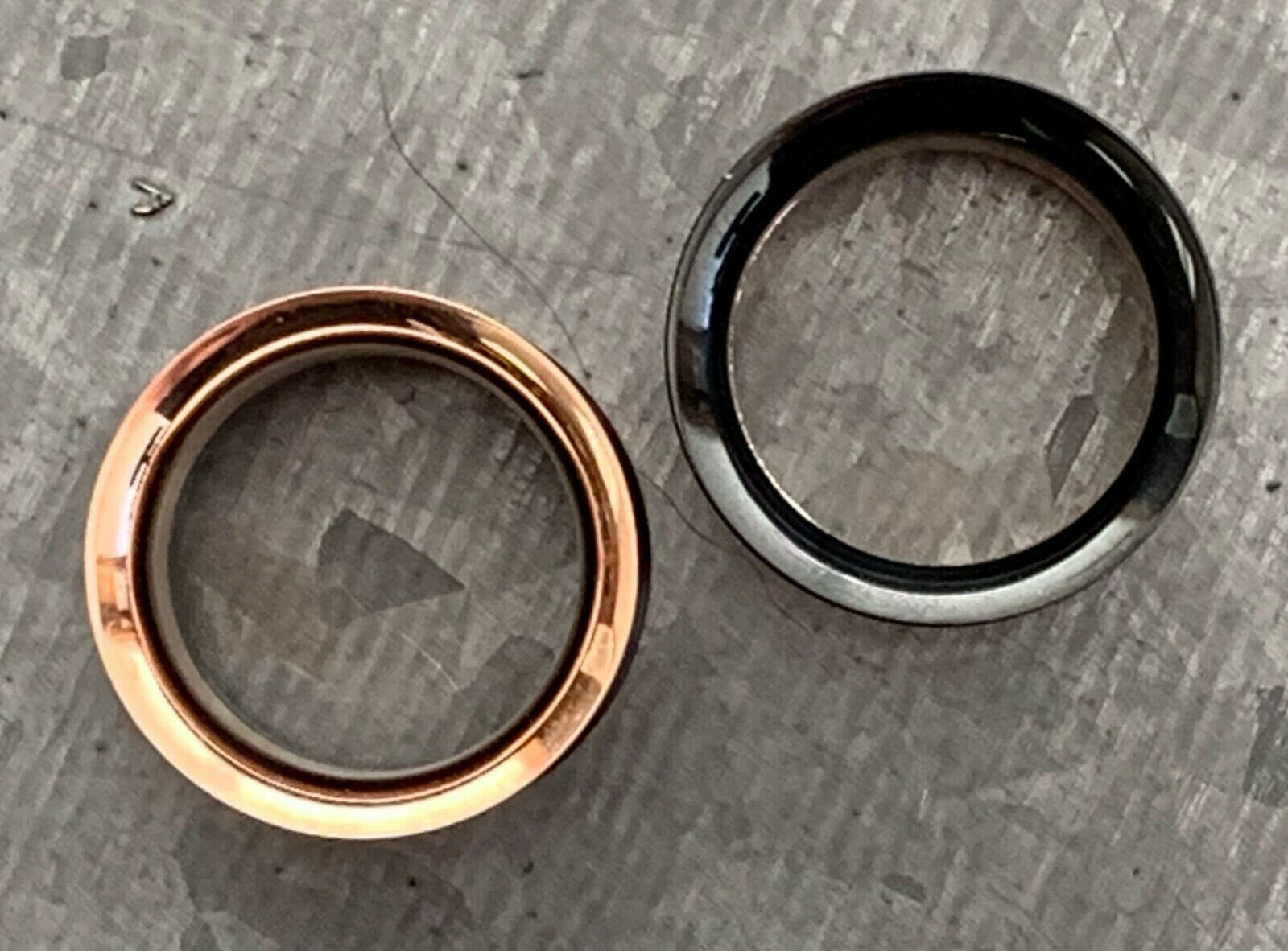 PAIR of Beautiful Black and Rose Gold Internally Threaded Tunnels/Plugs - Gauges 2g (6mm) thru 3/4" (19mm) Available!