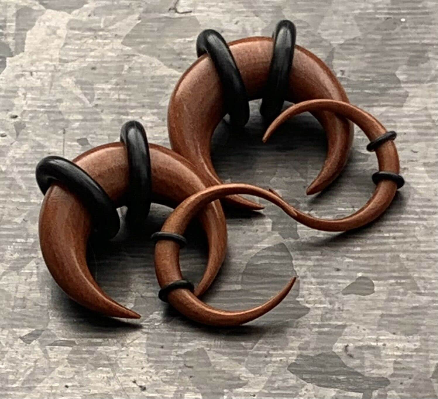 PAIR of Organic Sawo Wood Buffalo Tapers / Plugs with O-Rings - Expanders - Gauges 8g (3mm) thru 0g (