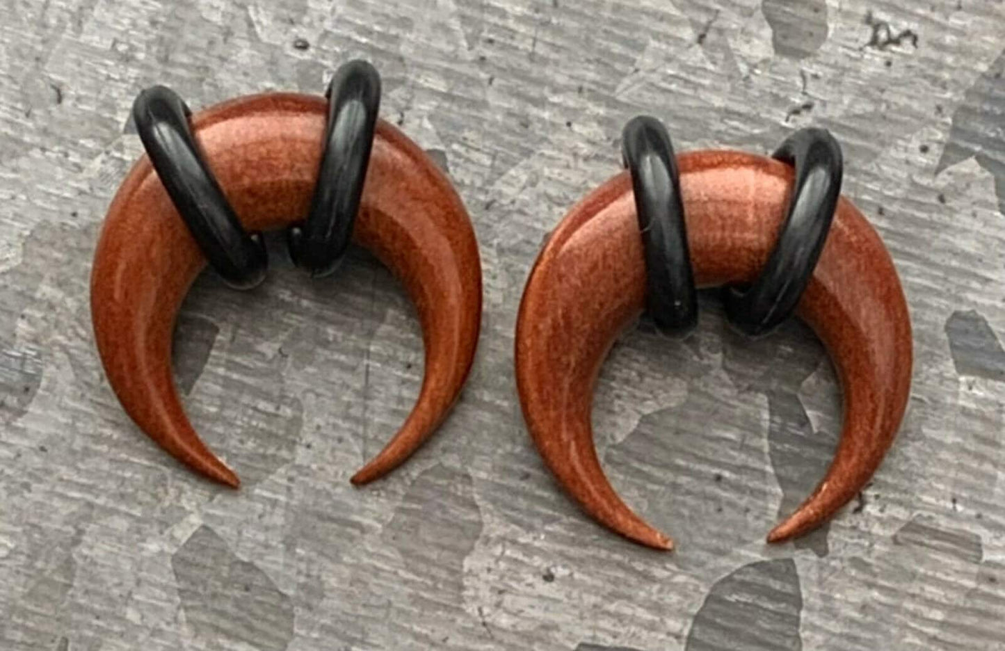 PAIR of Organic Sawo Wood Buffalo Tapers / Plugs with O-Rings - Expanders - Gauges 8g (3mm) thru 0g (