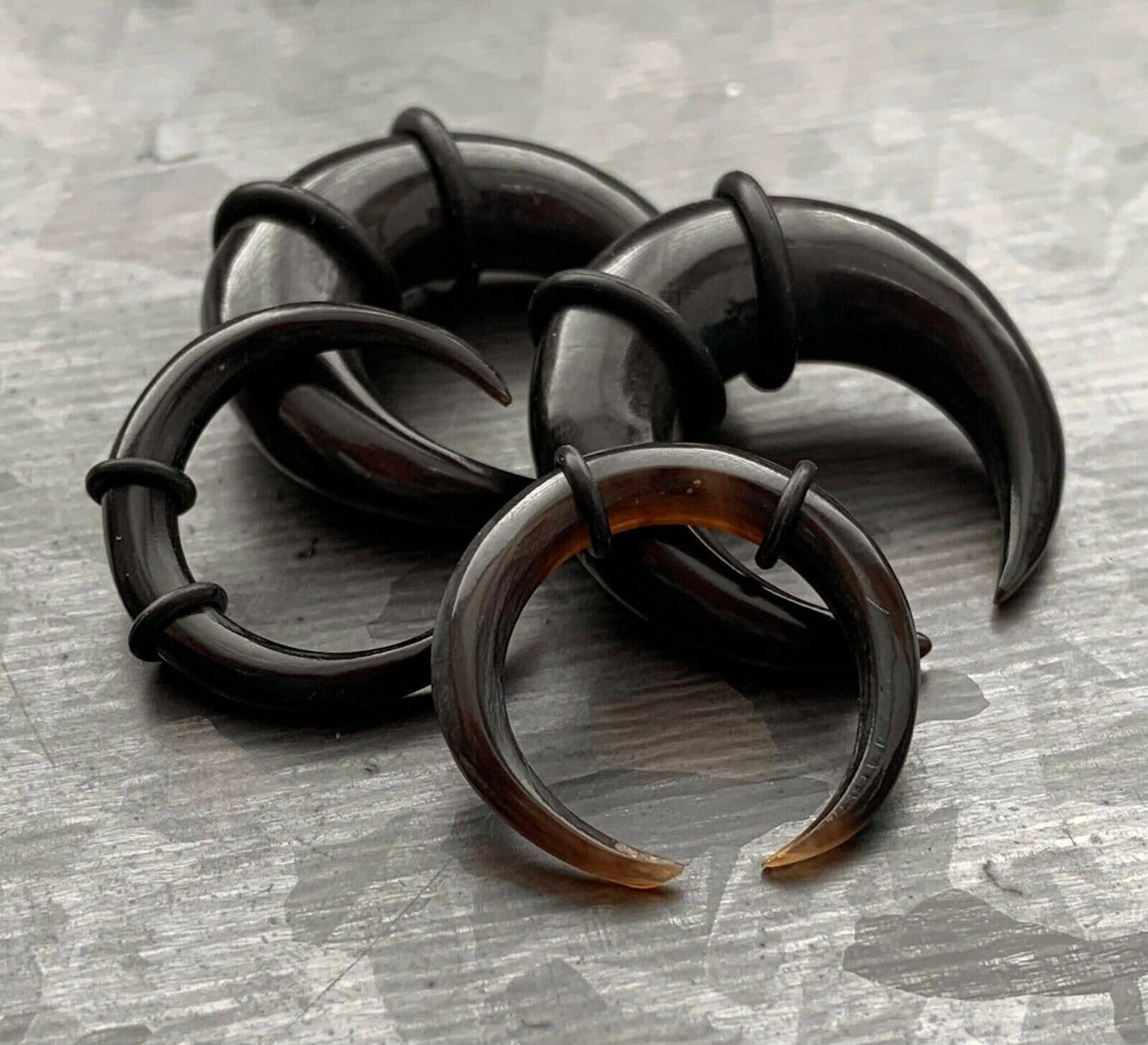 PAIR of Organic Farmed Buffalo Horn Tapers/Plugs with O-Rings - Expanders - Gauges 8g (3mm) thru 0g (8mm) Available!