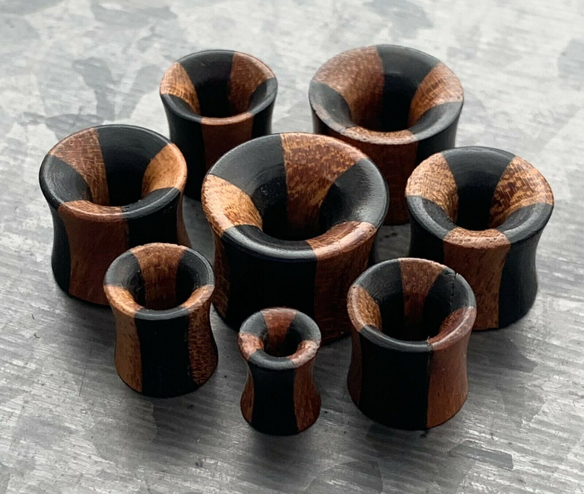 PAIR of Stunning Organic Jackfruit & Areng Wood Concave Tunnels - Gauges 2g (6mm) thru 5/8" (16mm) available!