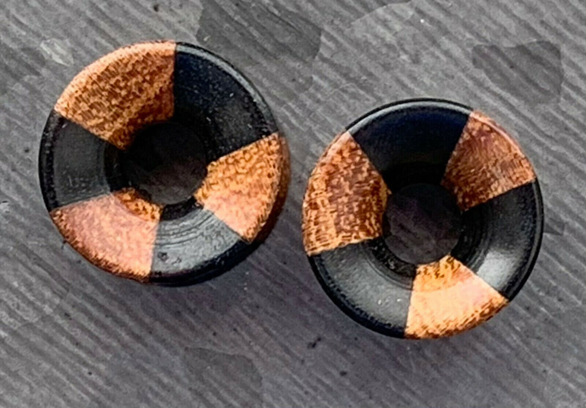 PAIR of Stunning Organic Jackfruit & Areng Wood Concave Tunnels - Gauges 2g (6mm) thru 5/8" (16mm) available!