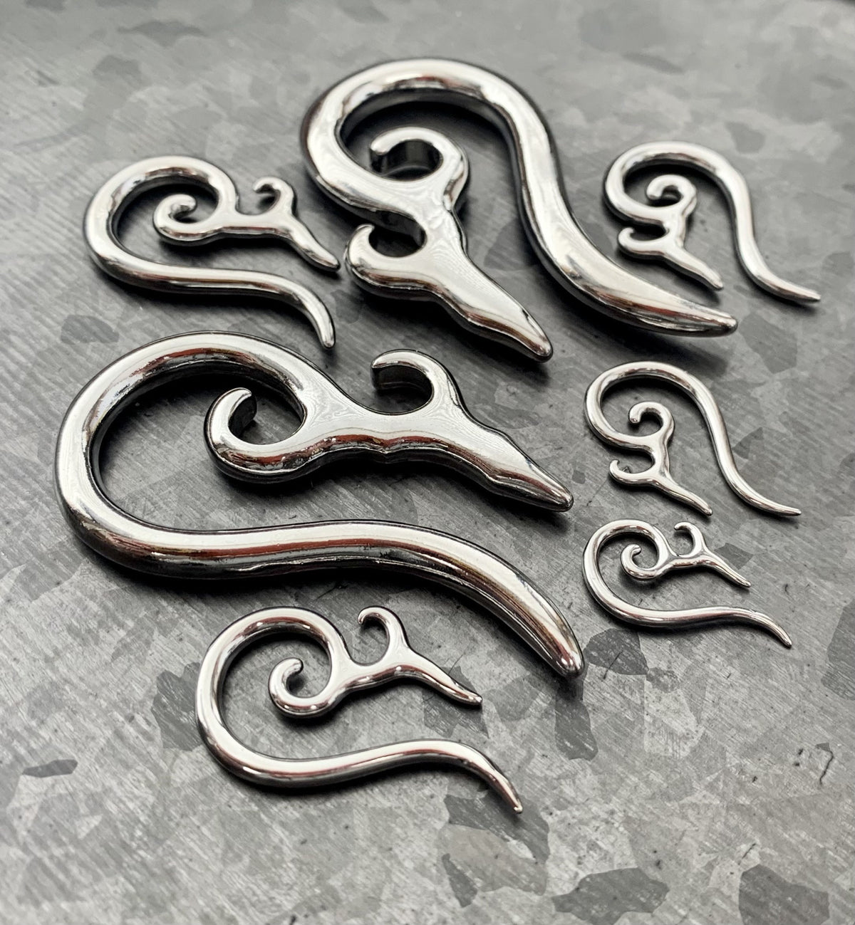 PAIR of Unique Tribal Stainless Steel Spiral Tapers Expanders - Gauges 10g (2.5mm) thru 2g (6mm) available!