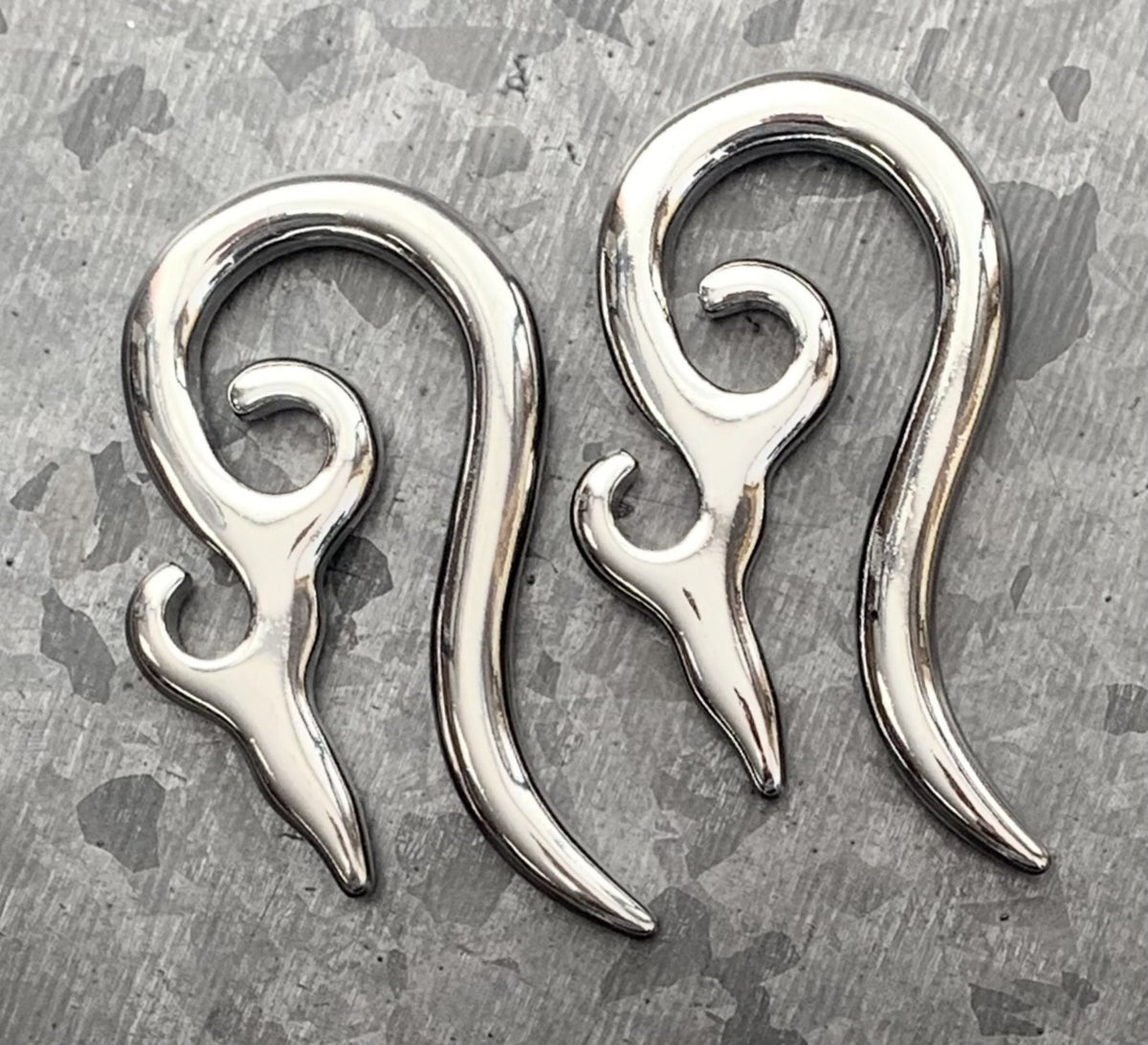 PAIR of Unique Tribal Stainless Steel Spiral Tapers Expanders - Gauges 10g (2.5mm) thru 2g (6mm) available!
