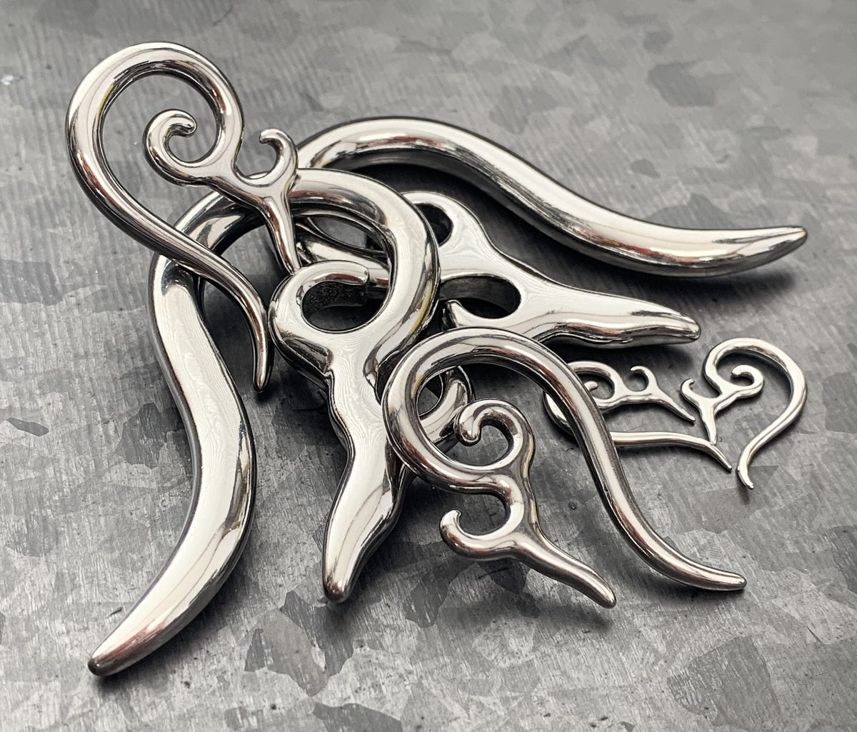 PAIR of Unique Tribal Stainless Steel Spiral Tapers Expanders - Gauges 10g (2.5mm) thru 2g (6mm) available!
