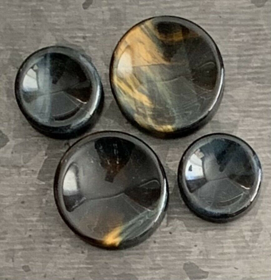 PAIR of Stunning Concave Blue Tiger Eye Organic Stone Plugs - Gauges 6g (4mm) up to 1" (25mm) available!