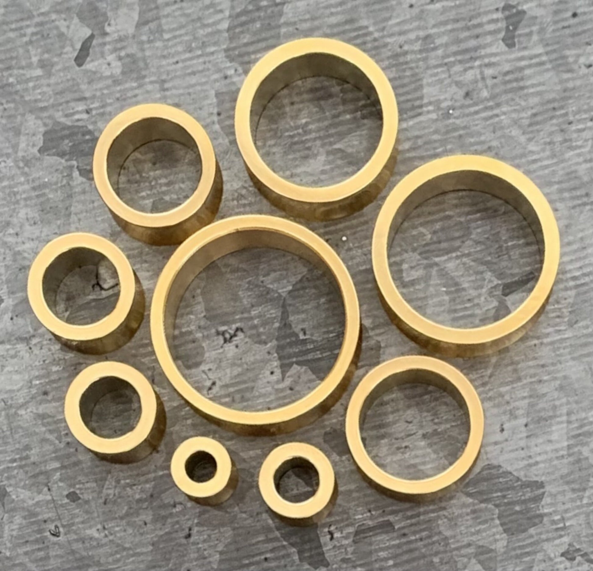 PAIR of Stunning Gold Saddle Double Flare Tunnels/Plugs - Gauges 2g (6mm) thru 1" (25mm) available!