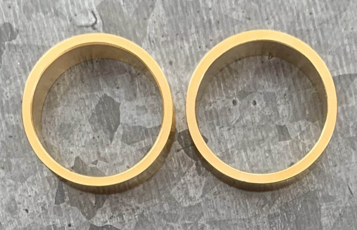 PAIR of Stunning Gold Saddle Double Flare Tunnels/Plugs - Gauges 2g (6mm) thru 1" (25mm) available!
