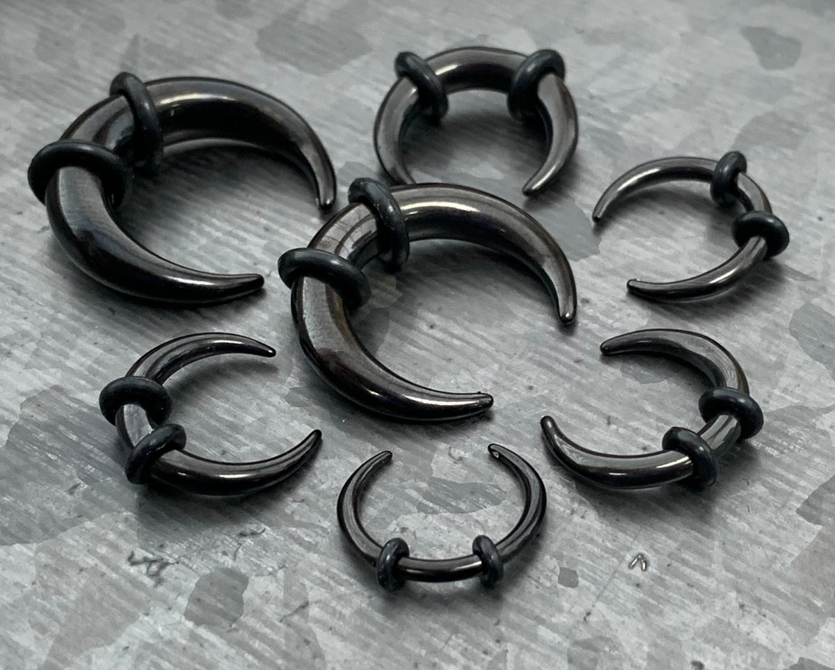 1 PIECE Black PVD Plated Surgical Steel Septum Ring / Buffalo Taper with O-Rings - Expander- Gauges 14g (1.6mm) thru 00g (10mm) Available!