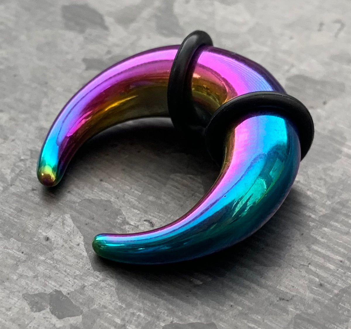1 PIECE Rainbow PVD Plated Surgical Steel Septum Ring / Buffalo Taper with O-Rings - Expander- Gauges 14g (1.6mm) thru 00g (10mm) Available!