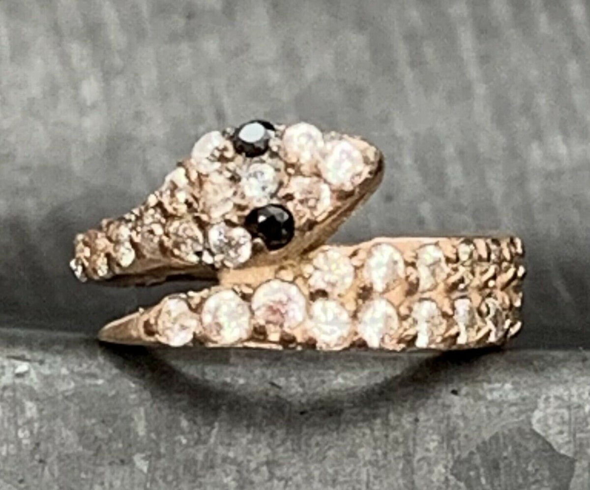 1 Piece of Dazzling CZ Gem Coiled Snake Steel Hinged Segment Ring - 16g, 8mm internal diameter - Gold, Rose Gold and Silver Available!