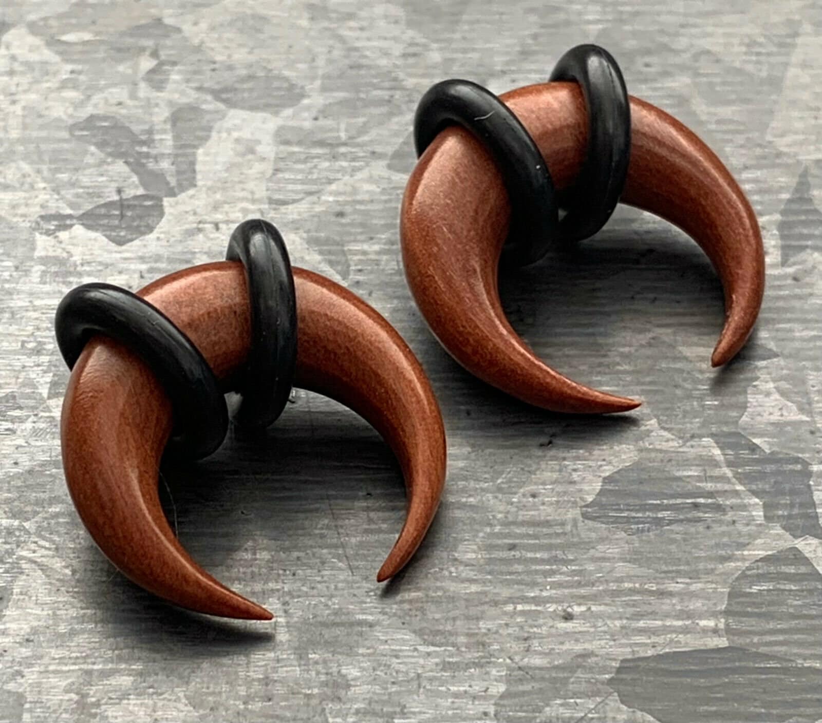 PAIR of Organic Sawo Wood Buffalo Tapers / Plugs with O-Rings - Expanders - Gauges 8g (3mm) thru 0g (