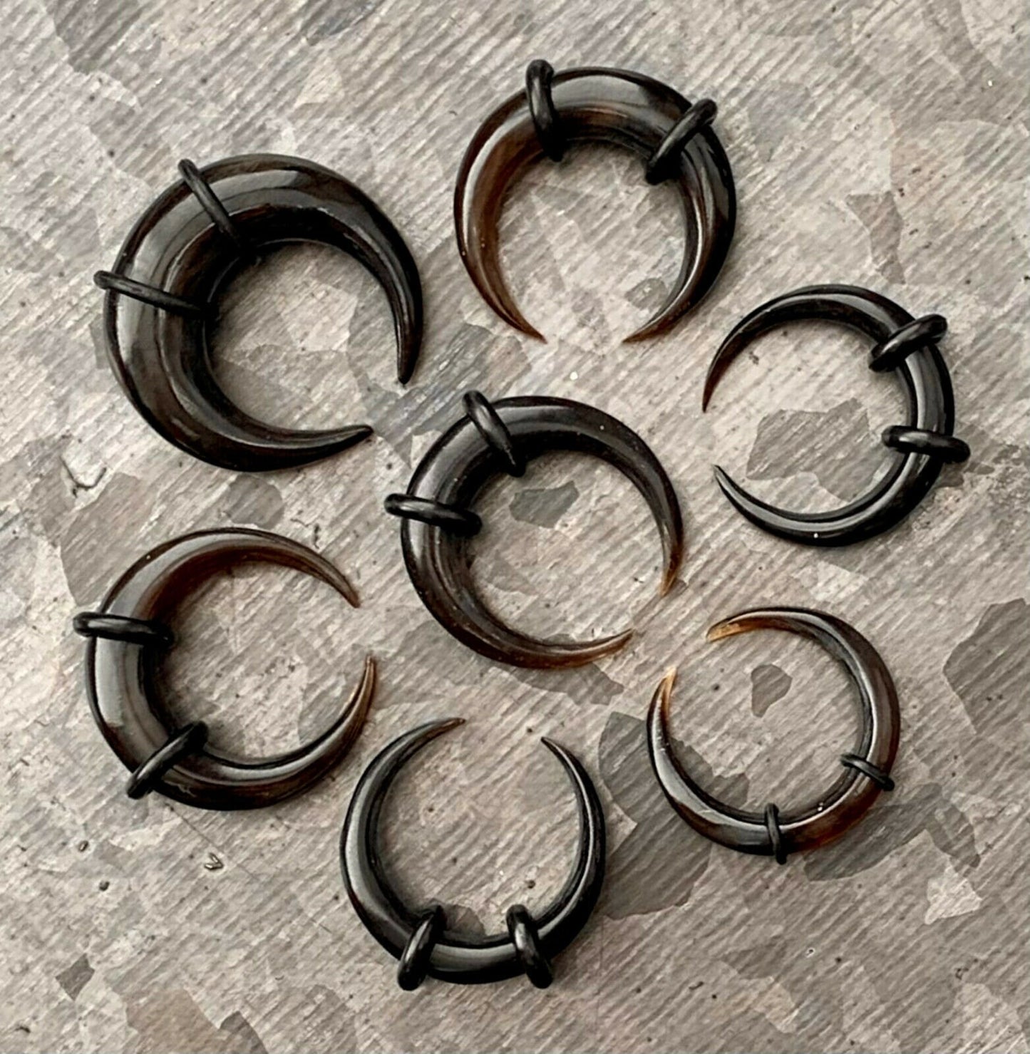 PAIR of Organic Farmed Buffalo Horn Tapers/Plugs with O-Rings - Expanders - Gauges 8g (3mm) thru 0g (8mm) Available!