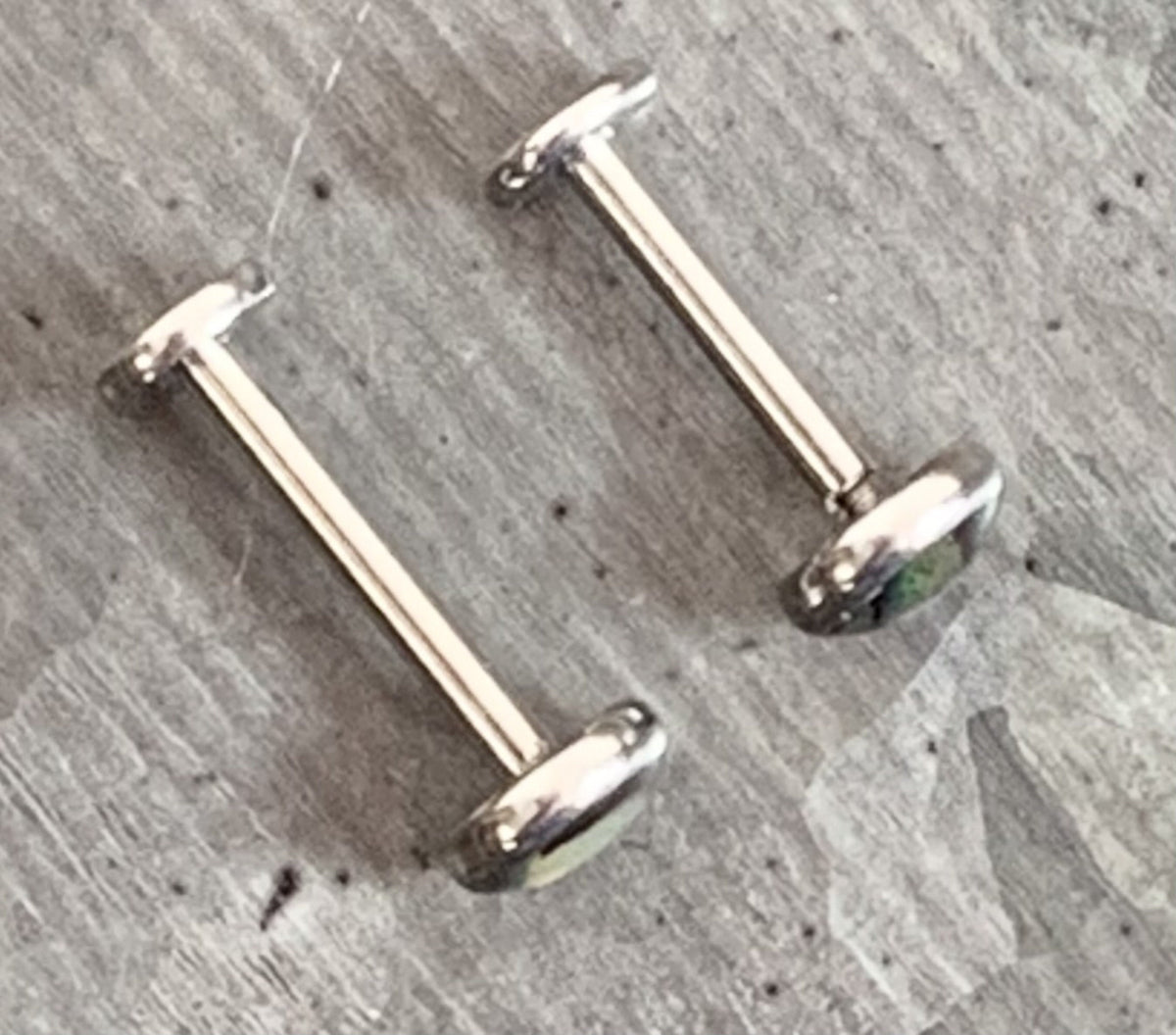 1 Piece Abalone Shell Steel Labret Internally Threaded Stud - 16g - Post Length 8mm or 10mm Available!