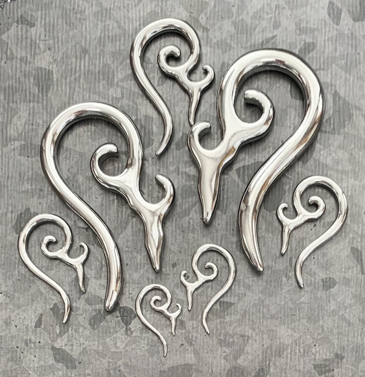 PAIR of Unique Tribal Stainless Steel Spiral Tapers Expanders - Gauges 10g (2.5mm) thru 2g (6mm) available!