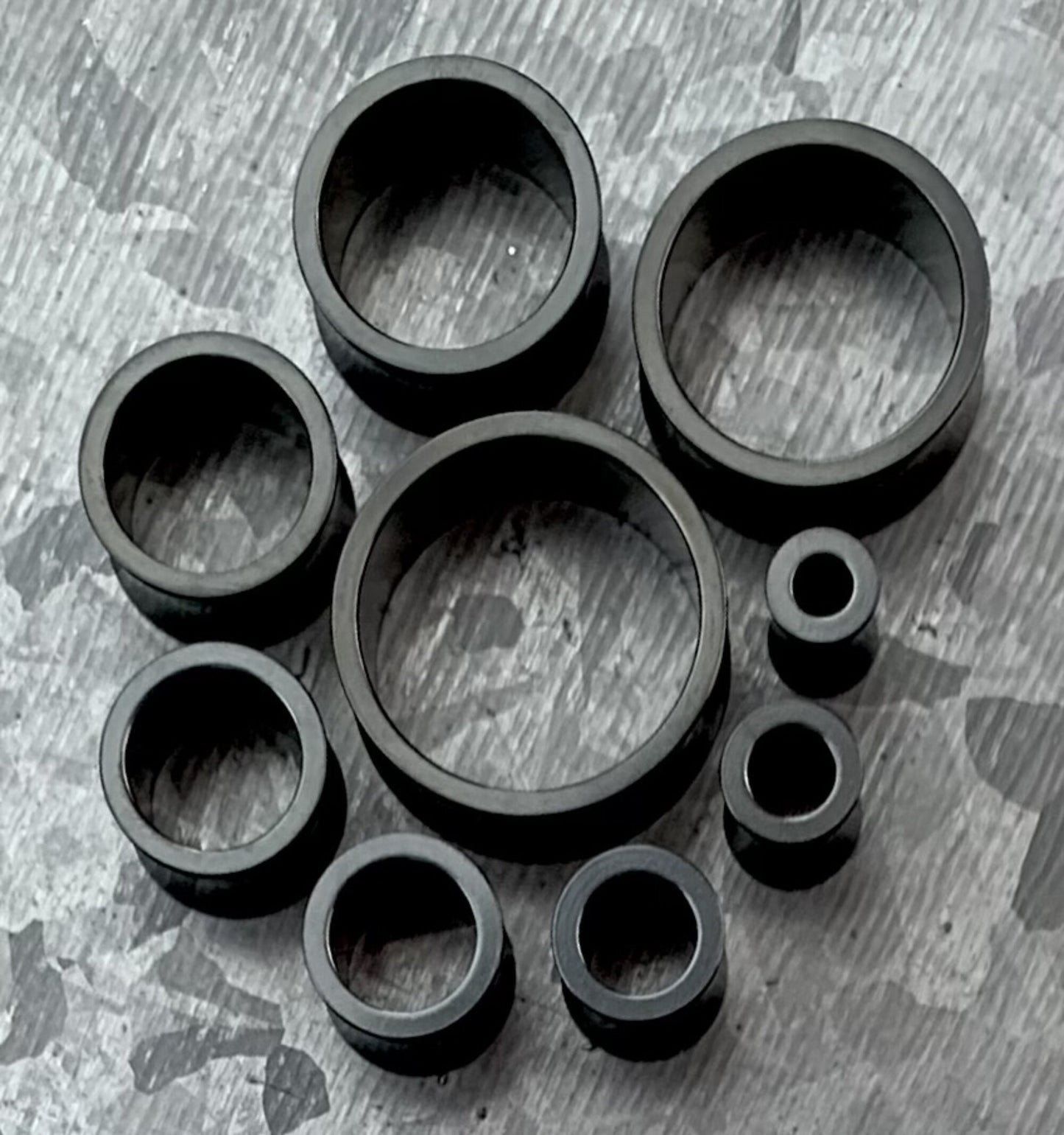 PAIR of Unique Black Saddle Double Flare Tunnels/Plugs - Gauges 2g (6mm) thru 1" (25mm) available!