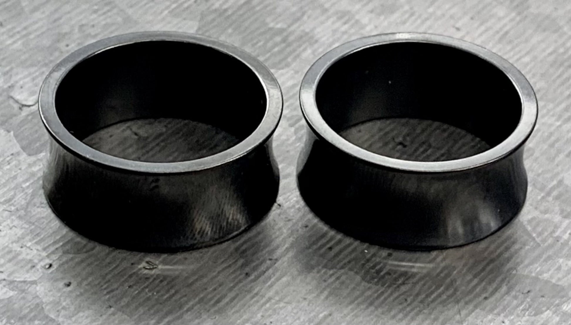 PAIR of Unique Black Saddle Double Flare Tunnels/Plugs - Gauges 2g (6mm) thru 1" (25mm) available!