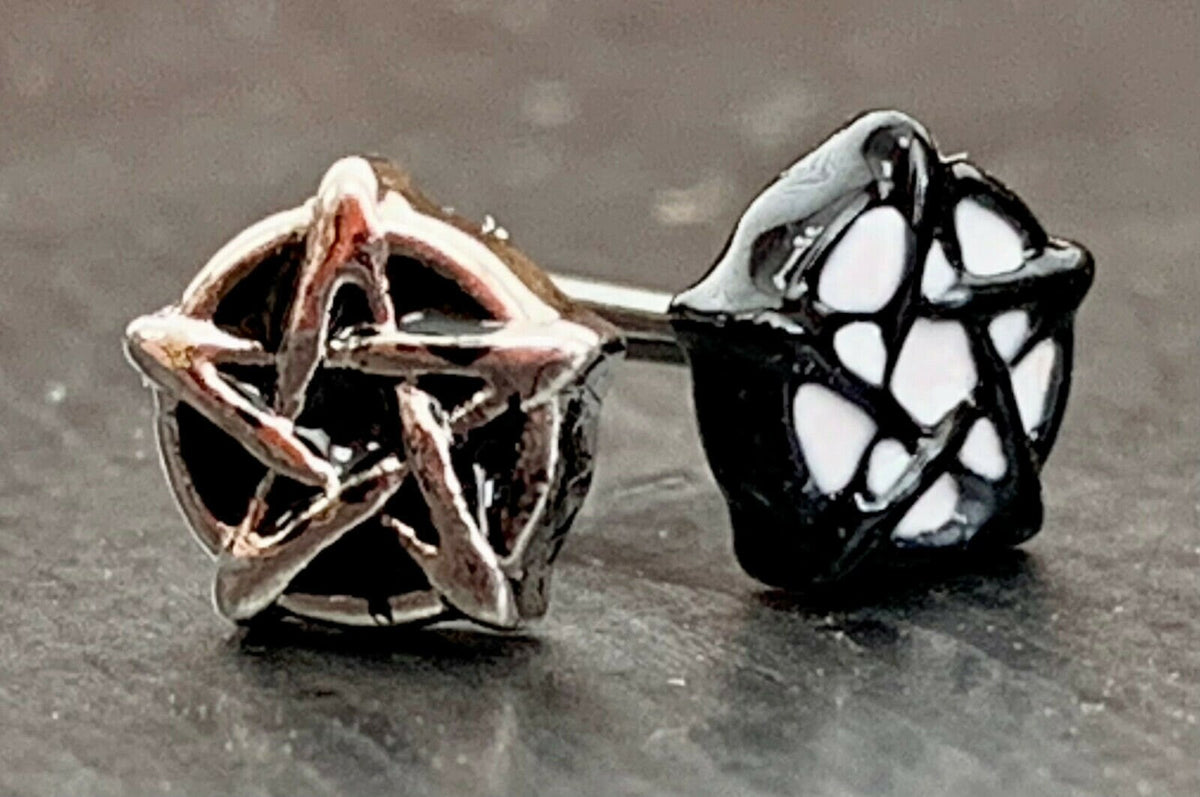 1 Piece Unique Pentagram Stainless Steel Nose Stud Ring - 20g - Black or Silver available!
