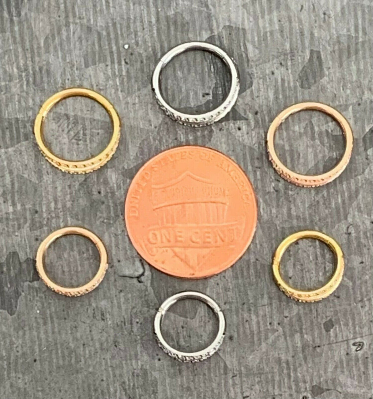 1 Piece of Titanium CZ Gems Hinged Segment Hoop Ring - 16g - 8mm or 10mm Internal Diameter - Gold, Rose Gold and Silver available!
