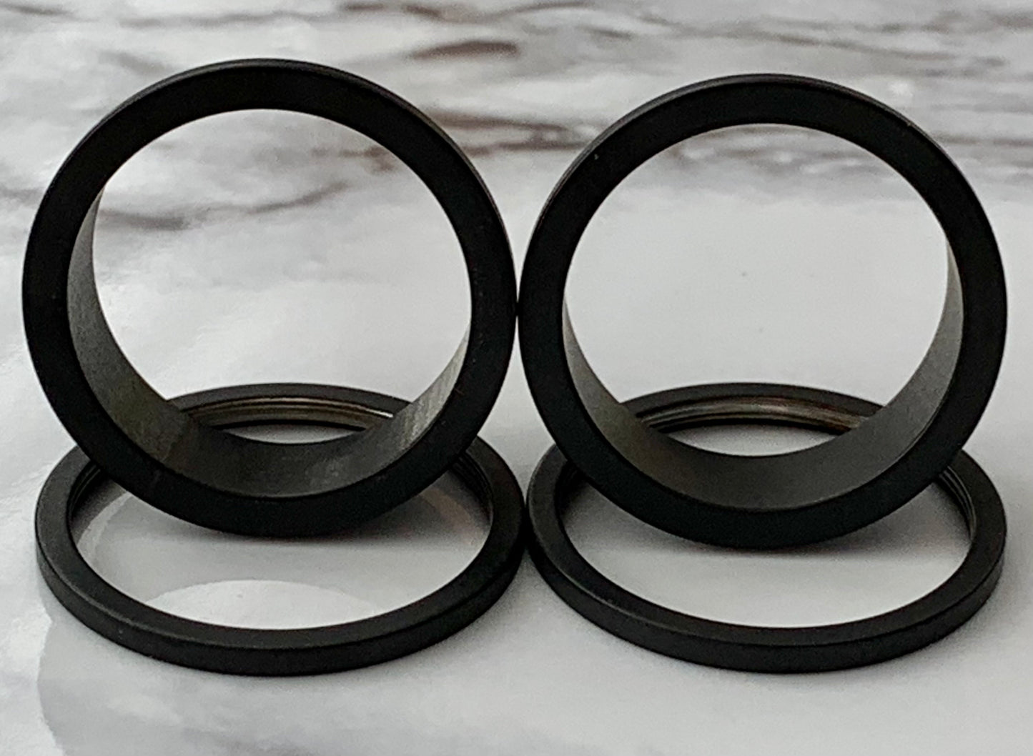 PAIR of Unique Black Matte Ion Plated Screw Fit Tunnels/Plugs - Gauges 8g (3mm) through 15/16" (24mm) available!