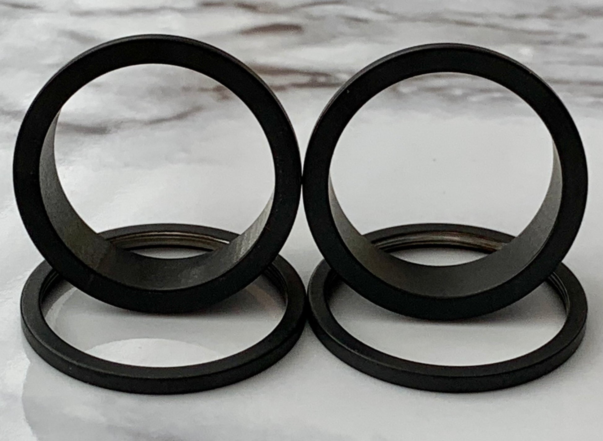 PAIR of Unique Black Matte Ion Plated Screw Fit Tunnels/Plugs - Gauges 8g (3mm) through 15/16" (24mm) available!