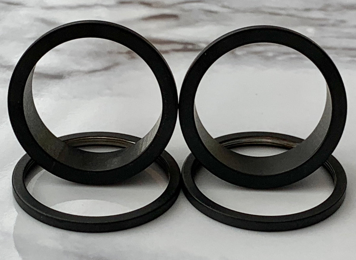 PAIR of Unique Black Matte Ion Plated Screw Fit Tunnels/Plugs - Gauges 8g (3mm) through 15/16" (24mm) available!