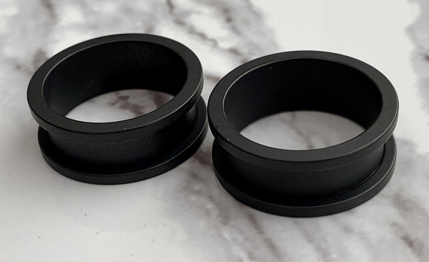 PAIR of Unique Black Matte Ion Plated Screw Fit Tunnels/Plugs - Gauges 8g (3mm) through 15/16" (24mm) available!