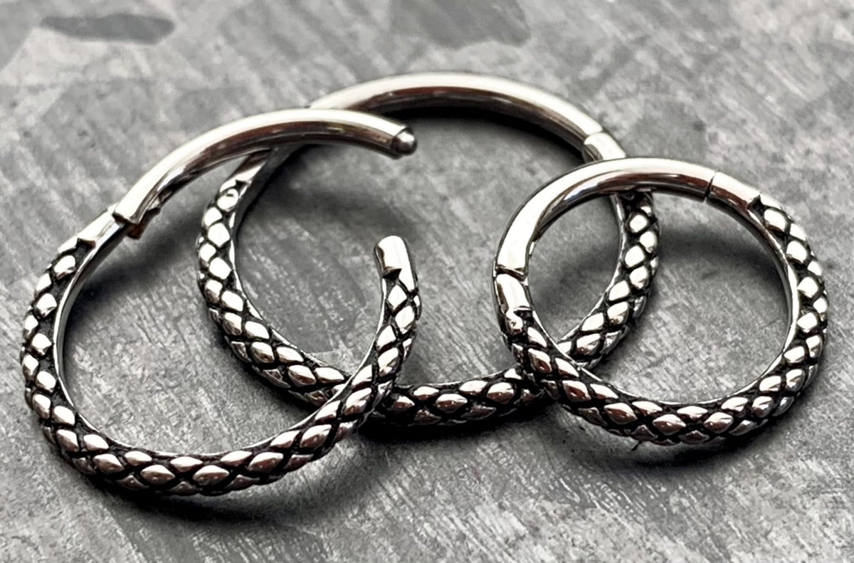 1 Piece Snake Skin Single, Double or Triple Steel Hinged Segment Ring -16g, 18g-Internal Diameter 8, 10 or 12mm - Silver, Gold or Rose Gold!