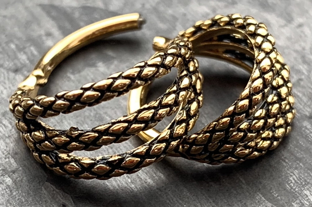 1 Piece Snake Skin Single, Double or Triple Steel Hinged Segment Ring -16g, 18g-Internal Diameter 8, 10 or 12mm - Silver, Gold or Rose Gold!