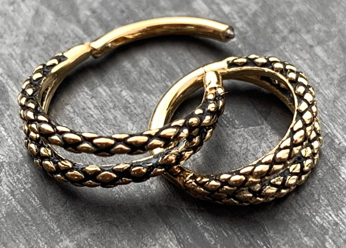 1 Piece Snake Skin Single, Double or Triple Steel Hinged Segment Ring -16g, 18g-Internal Diameter 8, 10 or 12mm - Silver, Gold or Rose Gold!