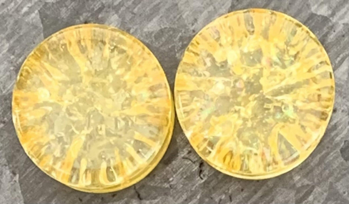 PAIR of Stunning Amber Cracked Glass Double Flare Plug - Gauges 2g (6mm) through 5/8" (16mm) available!