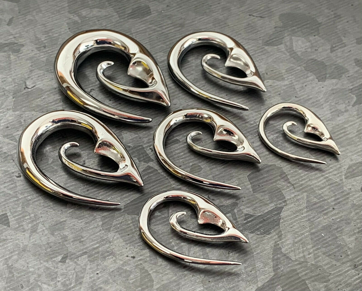 PAIR of Unique Surgical Steel Devious Fang Tapers - Expanders - 8g thru 00g available!