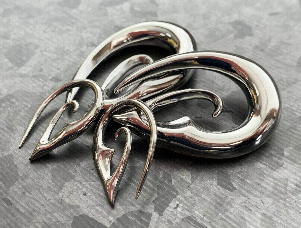 PAIR of Unique Surgical Steel Devious Fang Tapers - Expanders - 8g thru 00g available!