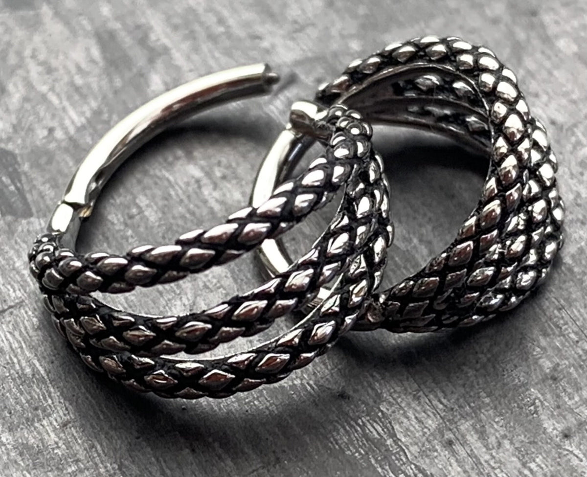 1 Piece Snake Skin Single, Double or Triple Steel Hinged Segment Ring -16g, 18g-Internal Diameter 8, 10 or 12mm - Silver, Gold or Rose Gold!
