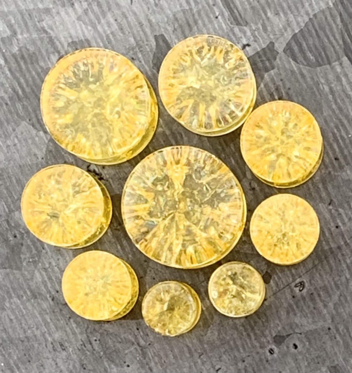 PAIR of Stunning Amber Cracked Glass Double Flare Plug - Gauges 2g (6mm) through 5/8" (16mm) available!