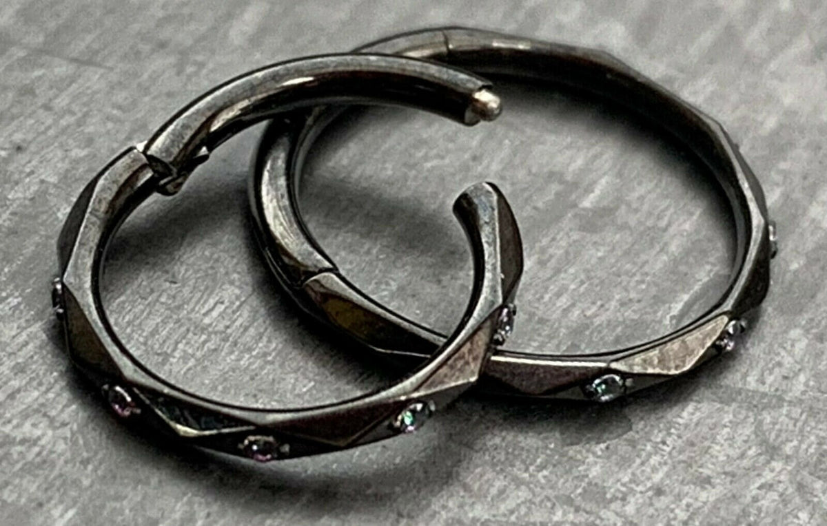 1 Piece Implant Grade Titanium Faceted CZ Gem Hinged Segment Septum Ring - 16g in 10mm or 8mm - Silver, Gold, Rose Gold & Black available!
