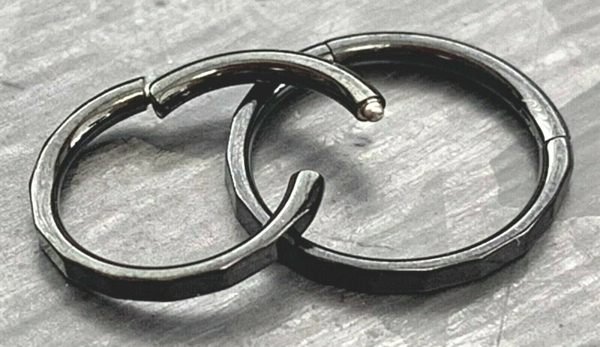 1 Piece Implant Grade Titanium Faceted Hinged Segment Septum Ring - Gauge 16g - 8mm or 10mm - White, Black, Gold & Rose Gold available!