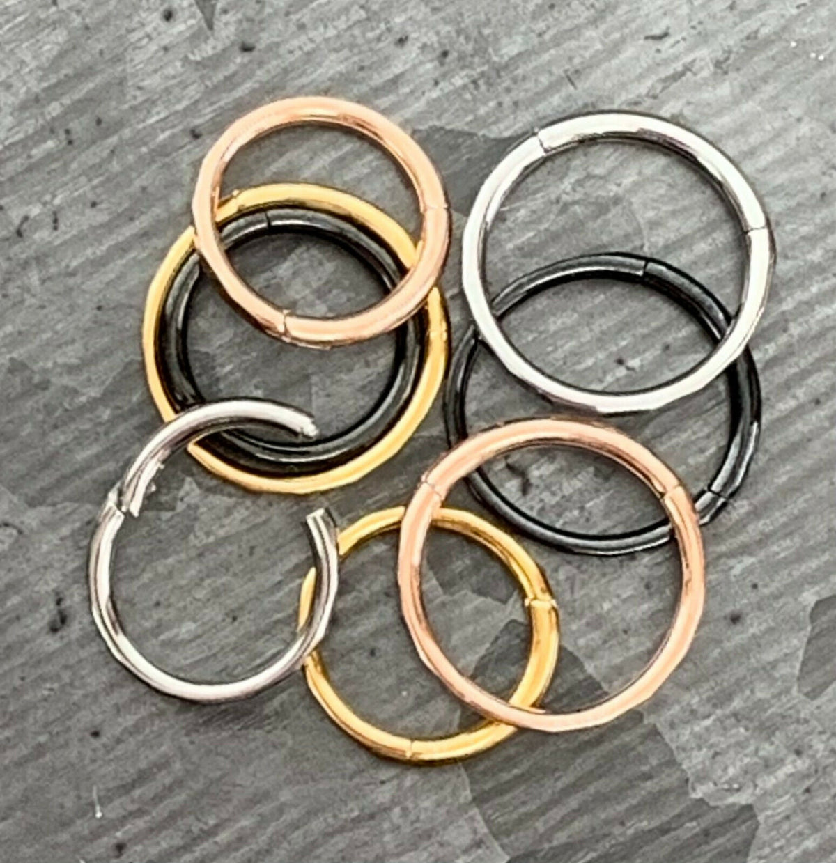 1 Piece Implant Grade Titanium Faceted Hinged Segment Septum Ring - Gauge 16g - 8mm or 10mm - White, Black, Gold & Rose Gold available!